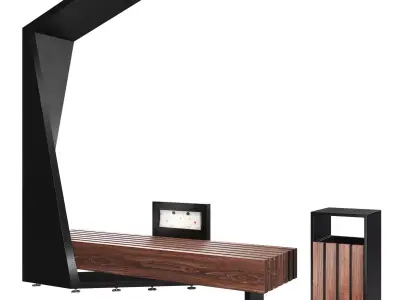 Solar outdoor bench 3D model