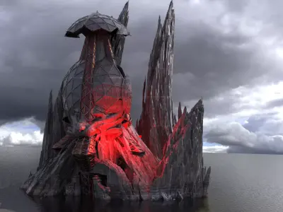 Dark Steppenwolf tower Mountains 3D model