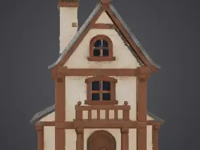 Cabana medieval Low-poly 3D model