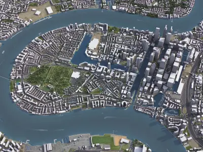 London - Canary Wharf Low-poly 3D model