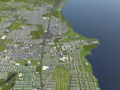 Kenosha Wisconsin USA 50x50km 3D model