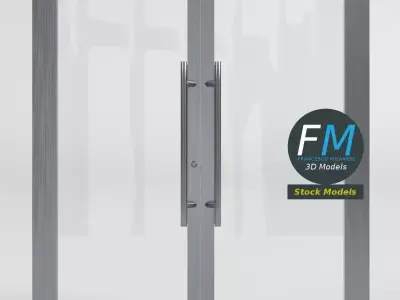 Double glass door with pull handles 3D model