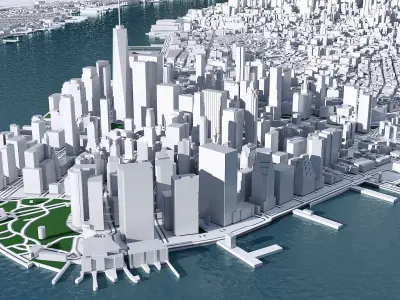New York City MANHATTAN with Terrain 3D model