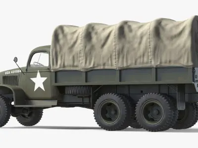  GMC CCKW 353 Military Cargo Truck Covered Green Simplified 