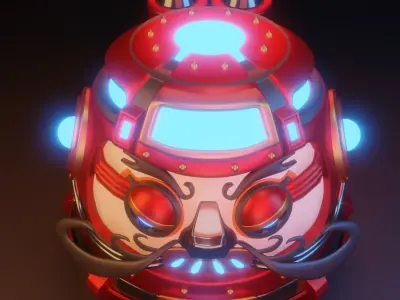 Japanese Robot Durama toy Low-poly 3D model