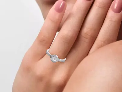 Women Light Weight Solitare Diamond Wedding Ring   32 3D print model
