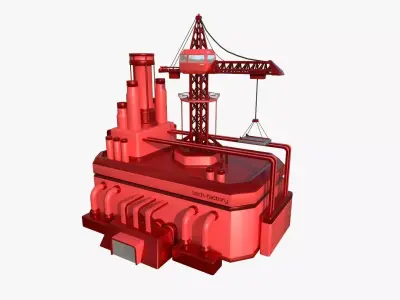 SciFi Factory A05 Red - Sci Fi Exterior Design Low-poly 3D model