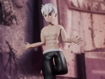 Cyberpunk Guardian3D character with rig  animation  3D model