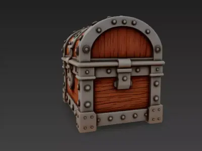 Game-Ready Wooden Treasure Chest2 Low-poly 3D model