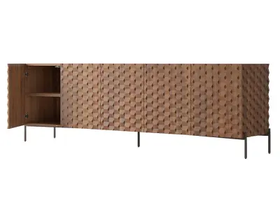 Crate and Barrel Raffael Carved Wood Media Console 3D model