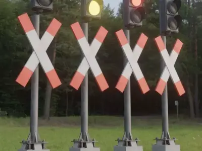  Low-Poly Andreaskreuze Version 3 with Traffic Lights Low-poly 3D model