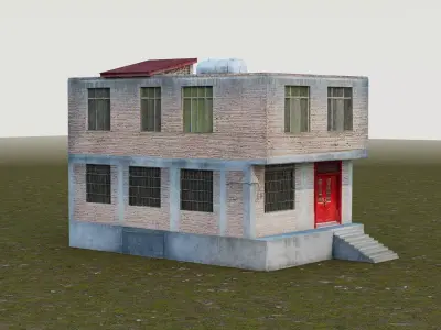 Rural Chinese Residential House Low-poly 3D model