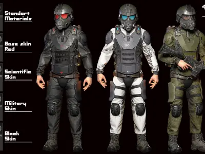 MODULAR SOLDIER FUTURE SCI FI GAME READY CHARACTER LOW POLY Low-poly 3D model