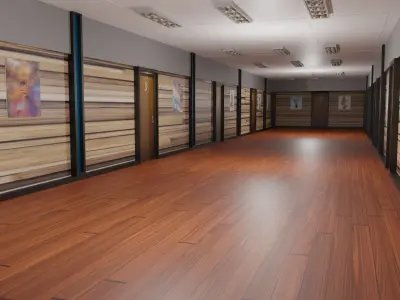 Hotel Corridor Low-poly 3D model