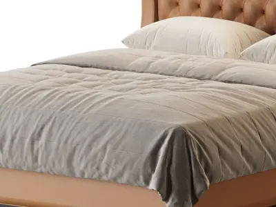 Quilting Upholstered Bed With Storage 3D model