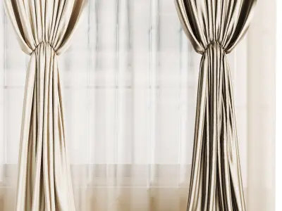 Silk and Satin Curtain Low-poly 3D model