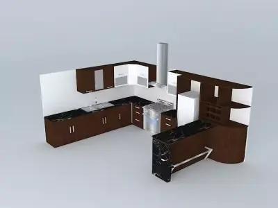 Kitchen design with equipment  3D model