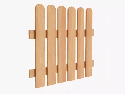 Wooden fence 03 3D model