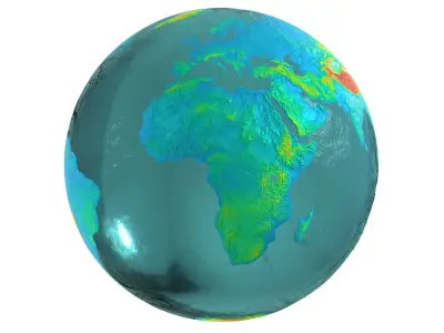 Earth Water 3D Globe Heightmap Shade  Low-poly 3D model