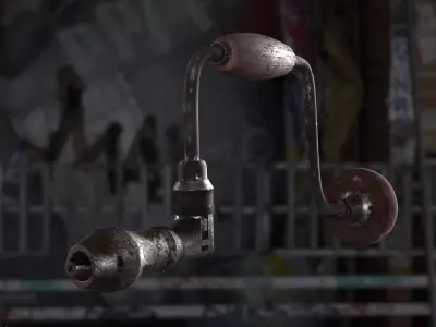 hand drill Low-poly 3D model
