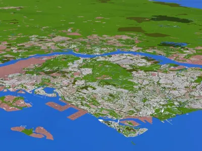 Johor with Singapore City 3d model Low-poly 3D model