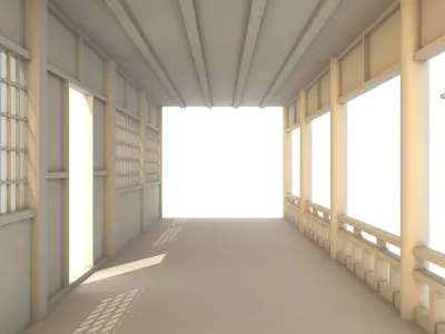 Japanese Corridor - Hallway Low-poly 3D model