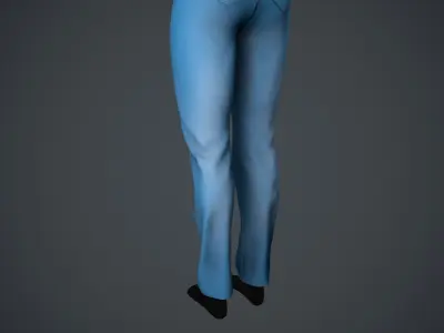Female Light Blue Jeans Pants Style 2 Low-poly 3D model