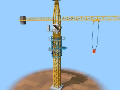 Voxel Tower Crane Low-poly 3D model