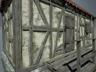 Medieval House 03 Game Ready Low-poly 3D model