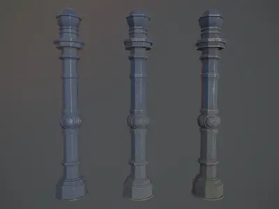 Barrier Bollard Pack 2 v5 Blue Three Texture Options Low-poly 3D model