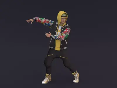 Hip Hop Man Rigged 3D Modle Low-poly 3D model