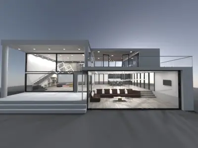 modern house exterior interior design 3D model