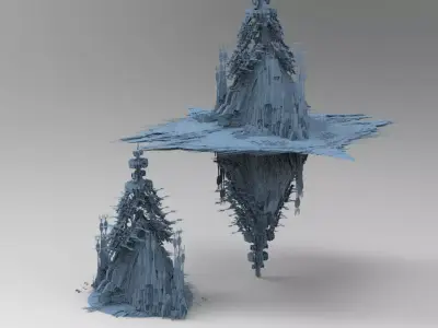 Sci Fi Chrysler Building Tower versions 3D model