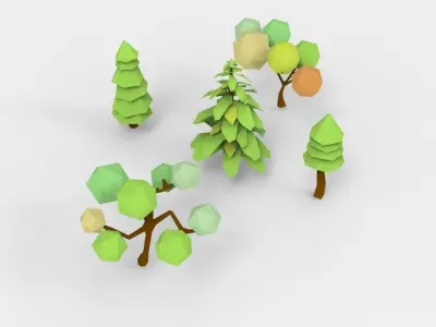 low-poly tree bundle  Low-poly 3D model