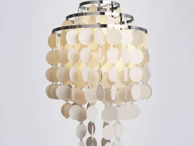 3 Circle White Capiz Shell Chandelier 3D model