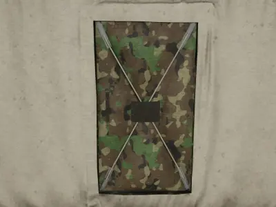 Army tent 3 color options Low-poly 3D model