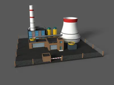 Cartoon Power Plant model Low-poly 3D model