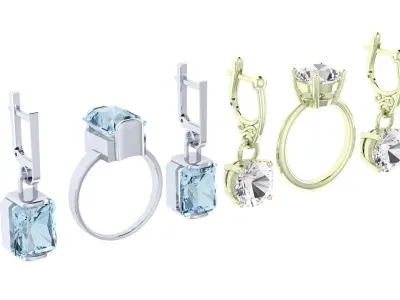 Ring boutique Rectangular and Round set 3D print model