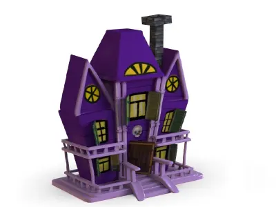 Haunted House Cartoon  Low-poly 3D model