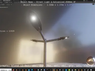 Street Light 1 Galvanized 4500mm 3F Low-poly 3D model