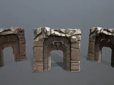 old gate Low-poly 3D model 6