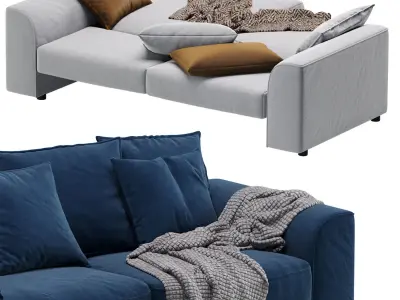 Corner Sofa Napa Velvet Silver 3D model