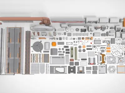 Sci-Fi architecture Elements collection 30 3D model