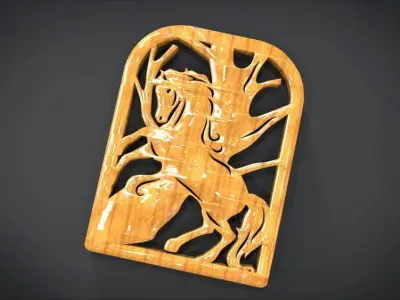 Window ventilation ornaments with horse motifs 3D print model