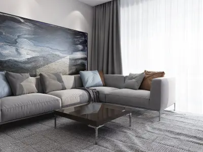 LIVING modern room with tv 3D model