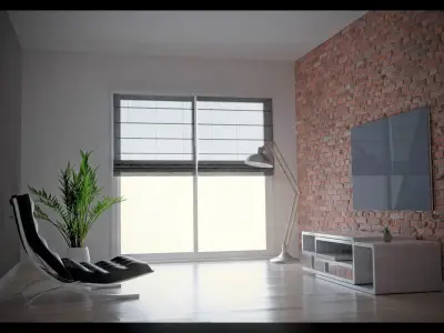 Floor Lamp Work Station II with bones with PBR Textures Low-poly 3D model