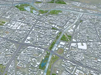 Xining Qinghai China 45km AI Low-poly 3D model