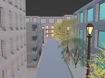 Small Town  Low-poly 3D model