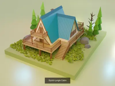 Low Poly Wooden House Pack