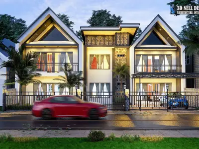 MODERN HOUSE ALLAMANDA ANGUSTIFOLIA 3D model